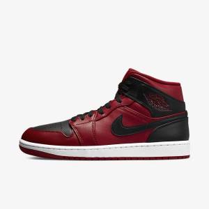Nike Air Jordan 1 Mid Sneakers Herren Rot Weiß Schwarz | NK051LTO