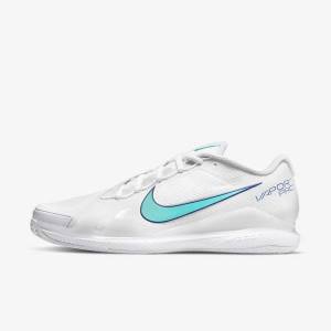Nike NikeCourt Air Zoom Vapor Pro Clay Court Tennisschuhe Herren Weiß Hellbeige Königsblau Blau Türkis | NK564MKD